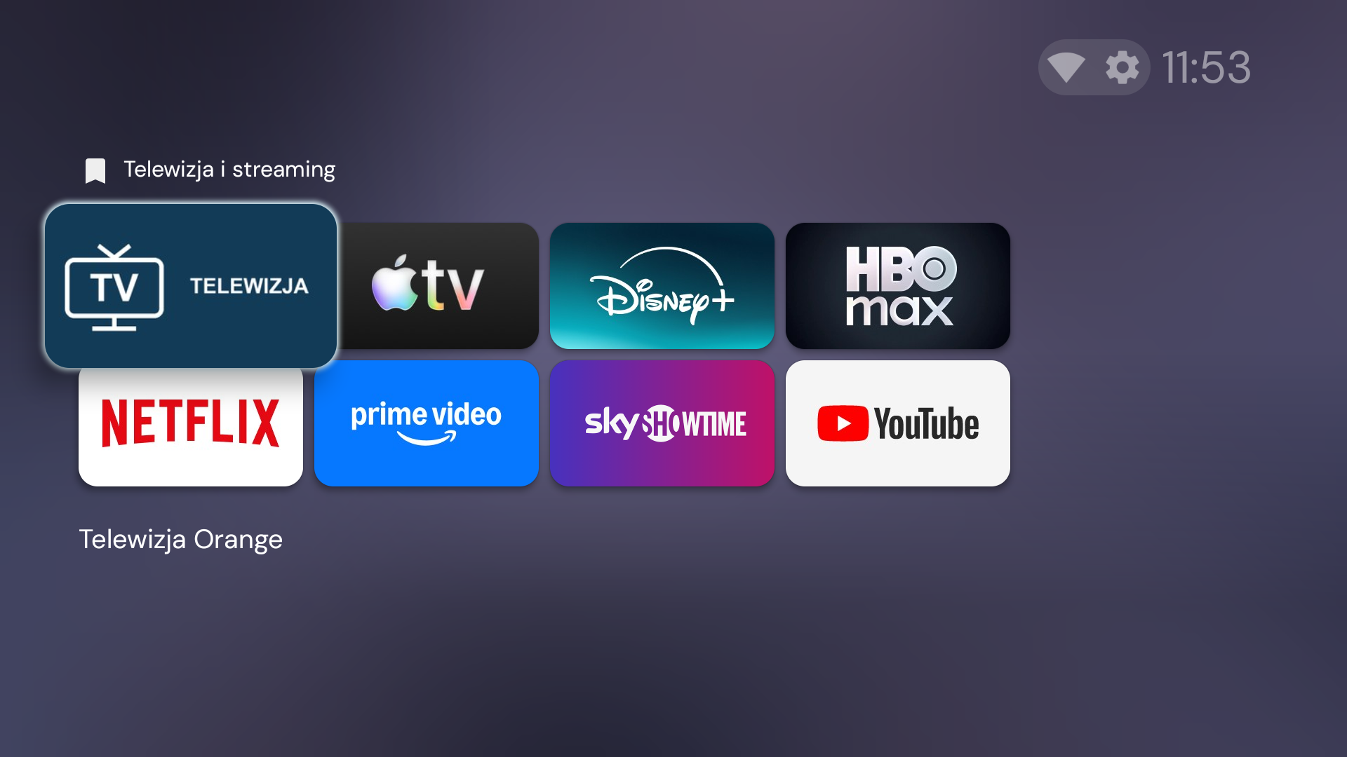 Wcześniejszy ekran aplikacji na Chromecast